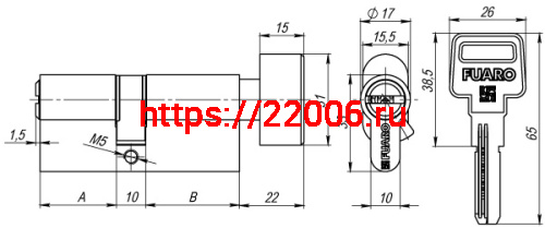 Цилиндровый механизм Fuaro (Фуаро) с вертушкой R602/80 mm (40+10+30) CP хром 5 кл. фото 3 Цилиндровый механизм Fuaro (Фуаро) с вертушкой R602/80 mm (40+10+30) CP хром 5 кл. фото 3