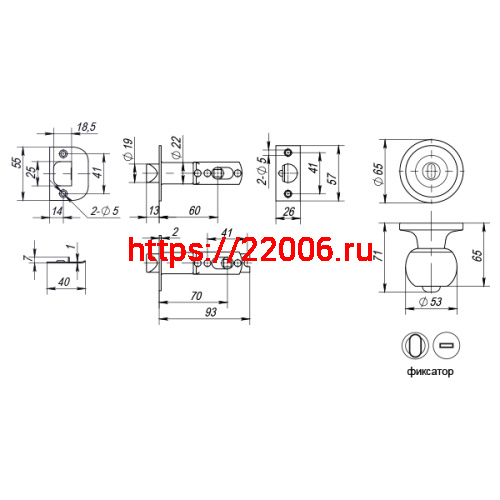 Ручка Punto (Пунто) защелка DK672 AC-BK (6072 AC-B) (фик.) медь фото 3