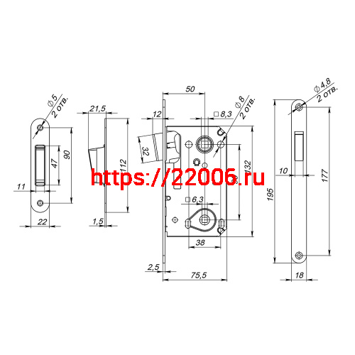 Защелка Fuaro (Фуаро) врезная MAGN5300-M-WС (5300-M-WC) GR графит фото 3 Защелка Fuaro (Фуаро) врезная MAGN5300-M-WС (5300-M-WC) GR графит фото 3