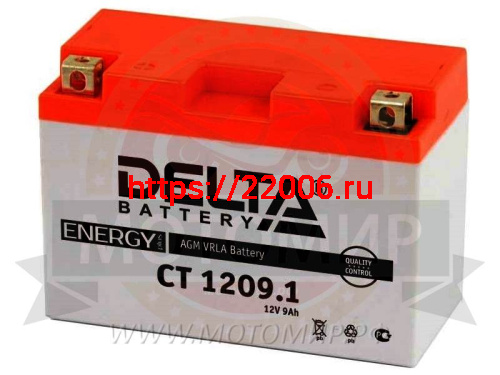 Аккумулятор 12В  9 А/ч, кислотный AGM ( DELTA СТ 1209)  (150x86x108) прямая полярность (НАБОР)