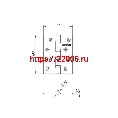 Петля Fuaro (Фуаро) универсальная IN4400U CP (4BB 100x75x2,5) хром фото 2 Петля Fuaro (Фуаро) универсальная IN4400U CP (4BB 100x75x2,5) хром фото 2