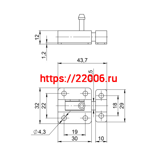 Шпингалет Ajax (Аякс) мебельный металлический SPD40х30 WH белый фото 2 Шпингалет Ajax (Аякс) мебельный металлический SPD40х30 WH белый фото 2
