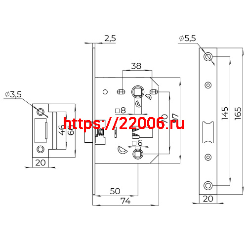 Защелка Ajax (Аякс) врезная PLASTLP72-50 (LP72-50) CP хром фото 3 Защелка Ajax (Аякс) врезная PLASTLP72-50 (LP72-50) CP хром фото 3