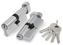 Цилиндровый Fuaro (Фуаро) механизм (100 ZM/80) 1000ZMKnob80(40+10+30) CP хром 5Key с вертушкой