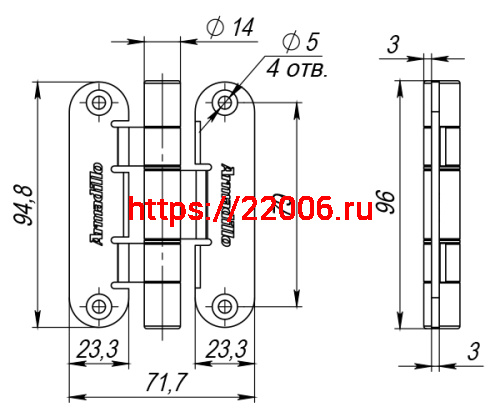 Петля Armadillo (Армадилло) универсальная OPTIMUM Mini SC Мат. хром фото 4 Петля Armadillo (Армадилло) универсальная OPTIMUM Mini SC Мат. хром фото 4