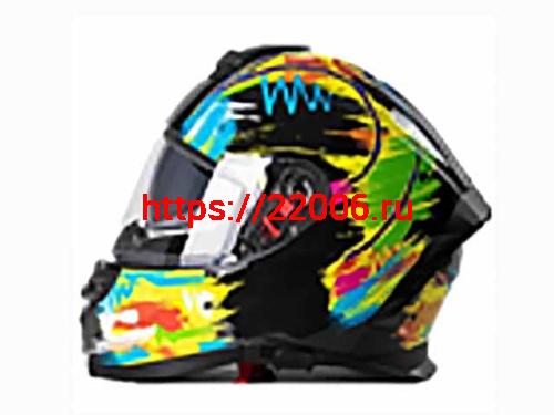 Мотошлем VIRTUE MD-820 закрытый с визором черный с разноцветным рисунком (XL)