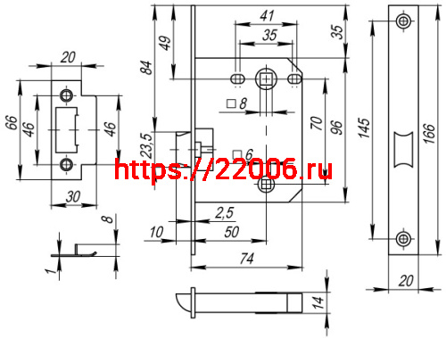 Защелка Fuaro (Фуаро) врезная PLASTIC P72-50 AC медь фото 3 Защелка Fuaro (Фуаро) врезная PLASTIC P72-50 AC медь фото 3