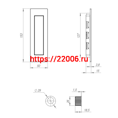 Ручка Armadillo (Армадилло) для раздвижных дверей SH.URB153.010 (SH010 URB) BPVD-77 вороненый никель фото 4 Ручка Armadillo (Армадилло) для раздвижных дверей SH.URB153.010 (SH010 URB) BPVD-77 вороненый никель фото 4