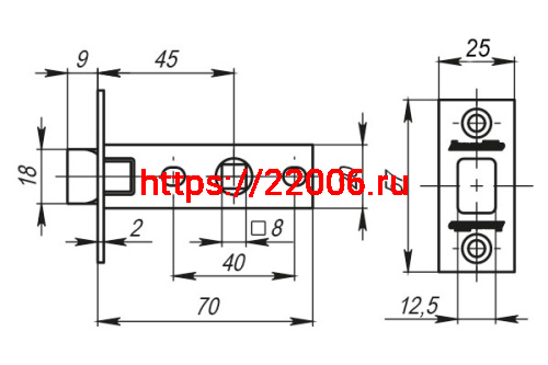 Защелка Armadillo (Армадилло) врезная LH 120-45-25 SC Мат. хром SKIN /прям/ фото 2 Защелка Armadillo (Армадилло) врезная LH 120-45-25 SC Мат. хром SKIN /прям/ фото 2