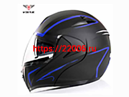 Мотошлем VIRTUE MD-808 трансформер с визором черно-синий матовый (M) Мотошлем VIRTUE MD-808 трансформер с визором черно-синий матовый (M)