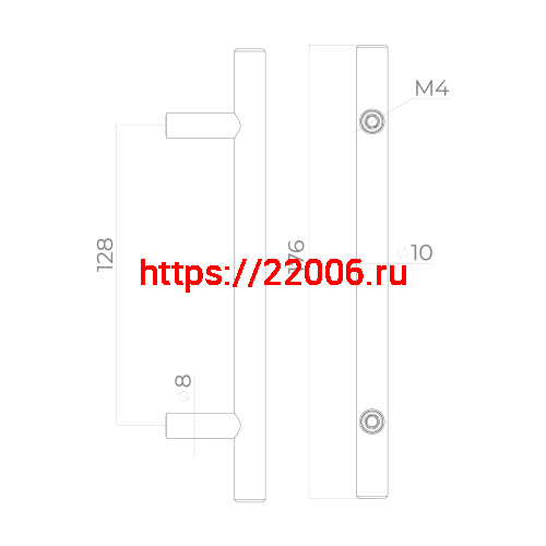 Ручка-рейлинг Ajax (Аякс) мебельная MB-H-005-128 мм SS нерж. фото 3