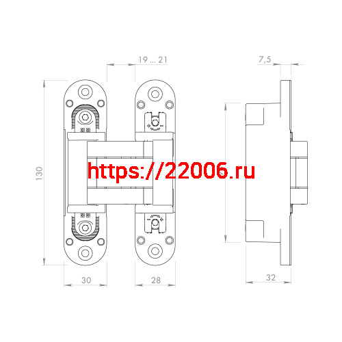 Петля Armadillo (Армадилло) скрытой установки U3D5000.VPG SC мат.хром TECH фото 4 Петля Armadillo (Армадилло) скрытой установки U3D5000.VPG SC мат.хром TECH фото 4