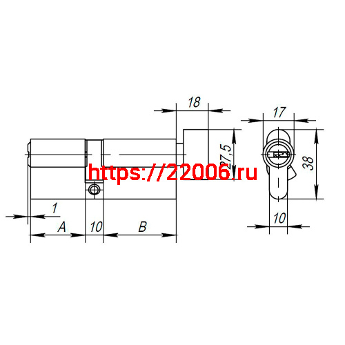 Цилиндровый Ajax (Аякс) механизм (AX202/100) AX2002Knob100 (45+10+45) CP хром с вертушкой фото 3 Цилиндровый Ajax (Аякс) механизм (AX202/100) AX2002Knob100 (45+10+45) CP хром с вертушкой фото 3