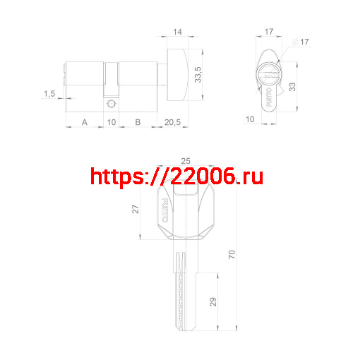 Цилиндровый Punto (Пунто) механизм (Z402/80) Z4002Knob80(40+10+30) с вертушкой CP хром фото 4 Цилиндровый Punto (Пунто) механизм (Z402/80) Z4002Knob80(40+10+30) с вертушкой CP хром фото 4