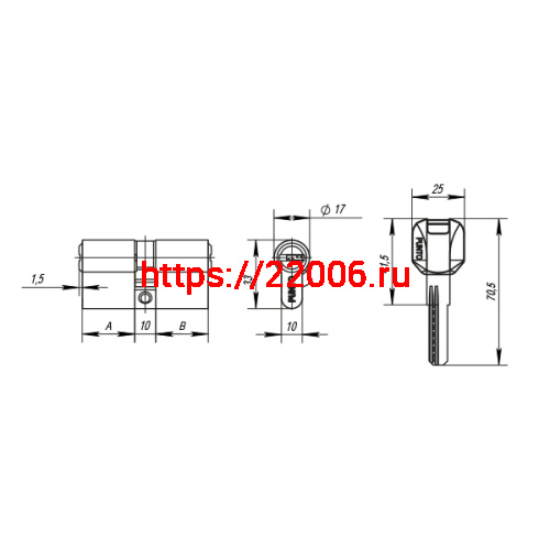 Цилиндровый Punto (Пунто) механизм MaxPro7000Key90mm(35+10+45) SN никель 7key фото 3 Цилиндровый Punto (Пунто) механизм MaxPro7000Key90mm(35+10+45) SN никель 7key фото 3