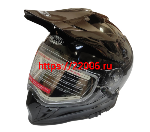 Шлем кроссовый со стеклом (туринг) СНЕГОХОДНЫЙ COBRA EC H331, черный, с ПОДОГРЕВОМ ВИЗОРА, размер L фото 2 Шлем кроссовый со стеклом (туринг) СНЕГОХОДНЫЙ COBRA EC H331, черный, с ПОДОГРЕВОМ ВИЗОРА, размер L фото 2