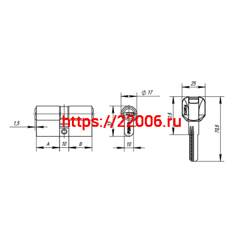 Цилиндровый Punto (Пунто) механизм MaxPro7000Key70mm(30+10+30) GR графит 7key фото 3 Цилиндровый Punto (Пунто) механизм MaxPro7000Key70mm(30+10+30) GR графит 7key фото 3