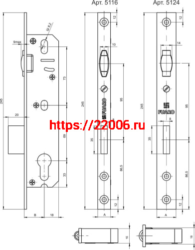 Корпус Fuaro (Фуаро) узкопрофильного замка с роликовой защёлкой PROF5116-35 CP хром фото 3 Корпус Fuaro (Фуаро) узкопрофильного замка с роликовой защёлкой PROF5116-35 CP хром фото 3